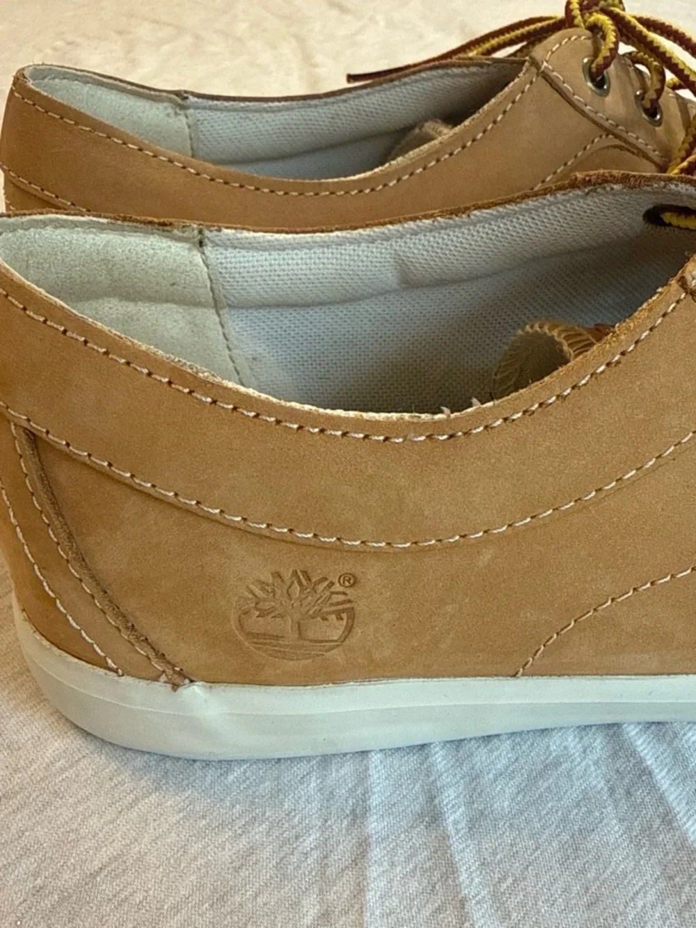 Timberland Tan Leather Low-Top Sneakers with White Sole